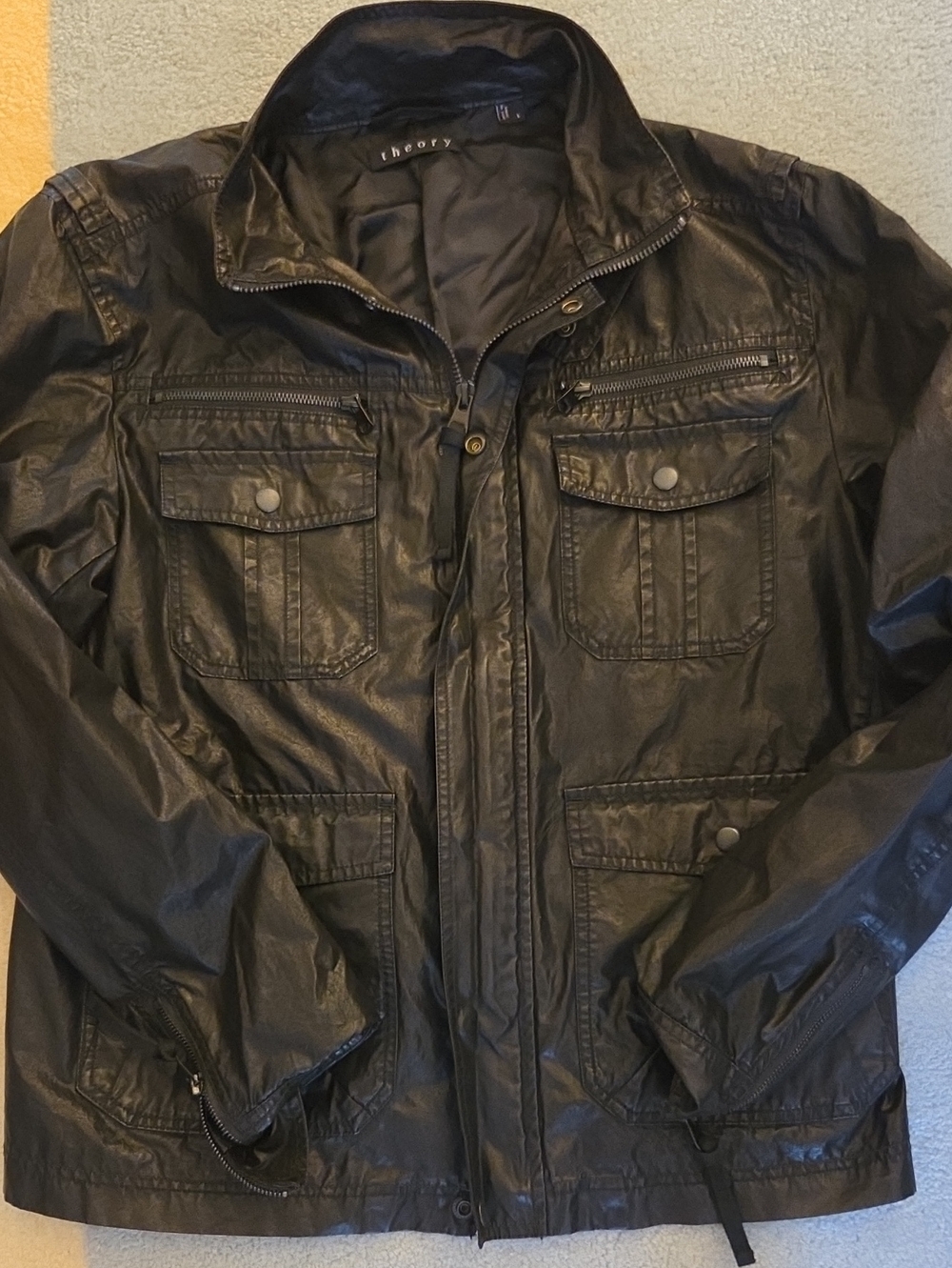 Theory Men's Coated Utility Field Jacket - Black Size L